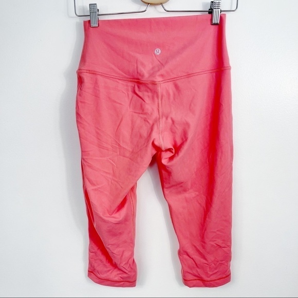 LuLuLemon Wunder Under Crop High-Rise Bright Coral Leggings - 8 - Picture 7 of 8